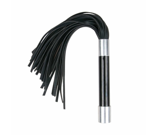 Kiotos Flogger with Metal Handle - Durable Faux Leather, Black, 45 cm