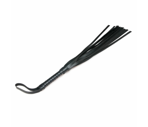 Ouch! Small Leather Flogger - Compact Premium Handle Black