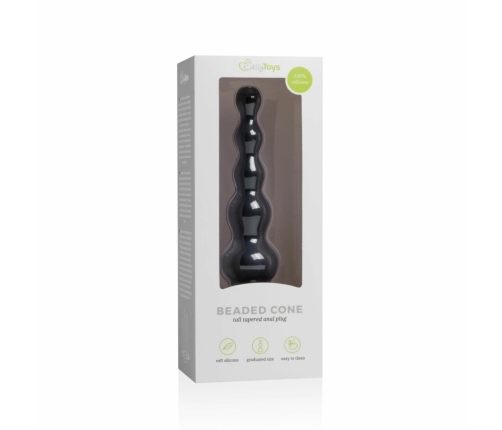 Kiotos Cone Shape Silicone Model with Beaded Structure Black 16.5 cm
