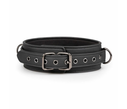 Kiotos Adjustable Metal & Faux Leather Bondage Collar with Leash 40-54 cm