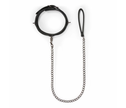Kiotos Adjustable Metal & Faux Leather Bondage Collar with Leash 40-54 cm