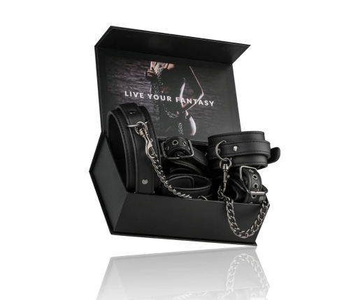 EasyToys Bondage Set - Adjustable Faux Leather Collar & Cuffs Kit