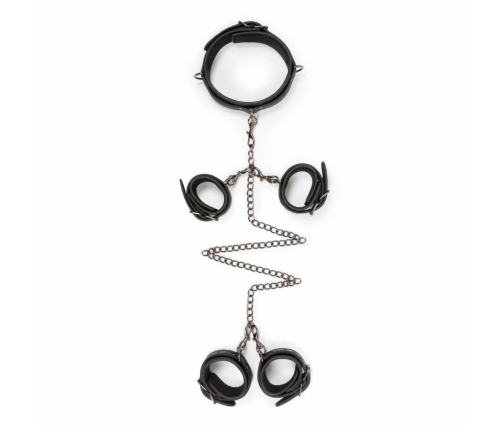 EasyToys Bondage Set - Adjustable Faux Leather Collar & Cuffs Kit