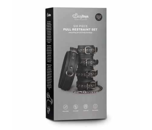 EasyToys Bondage Set - Adjustable Faux Leather Collar & Cuffs Kit