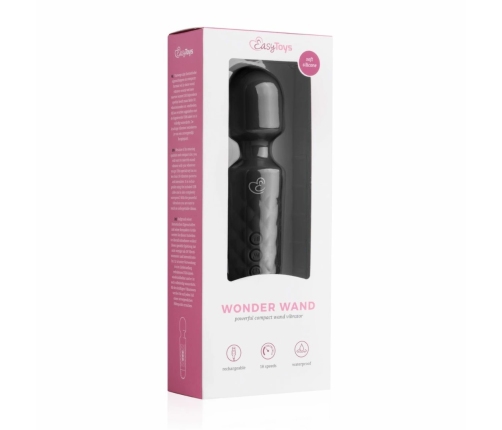 EasyToys Mini Wand Black - Compact Silicone Massager, 18 Modes
