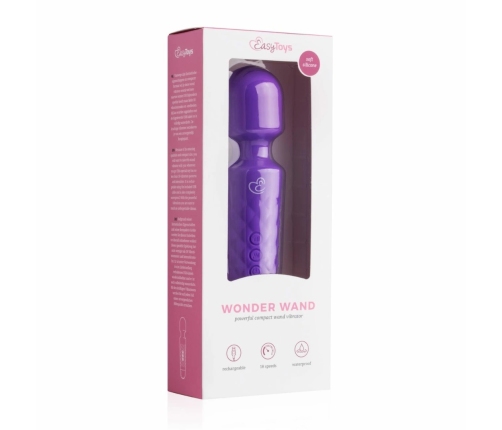 EasyToys Mini Wand Massager Purple - 18 Modes, Waterproof, Compact Design