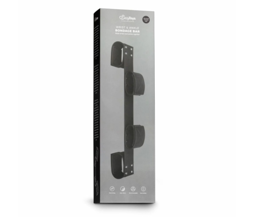 EasyToys Adjustable Restraint Bar with Faux Leather Cuffs - Black, Universal Fit