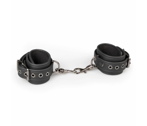 Ouch! Adjustable Faux Leather Neck & Wrist Bondage Set, Black