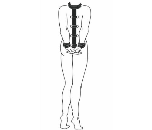 Ouch! Adjustable Faux Leather Neck & Wrist Bondage Set, Black