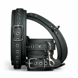 EasyToys Thigh & Wrist Cuff Set Adjustable Faux Leather Black