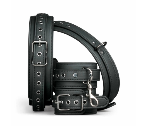 EasyToys Thigh & Wrist Cuff Set Adjustable Faux Leather Black