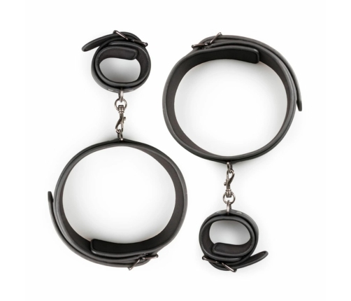 EasyToys Thigh & Wrist Cuff Set Adjustable Faux Leather Black