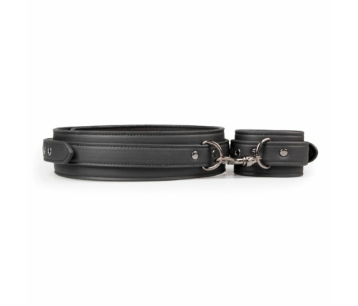 EasyToys Thigh & Wrist Cuff Set Adjustable Faux Leather Black