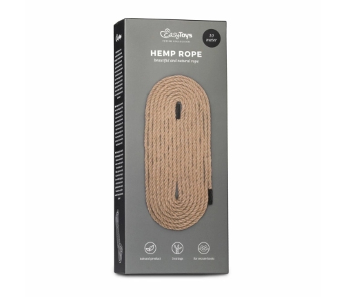 EasyToys Hemp Bondage Rope 10m - Durable Natural Fiber Restraint Line