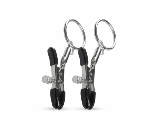 EasyToys Metal Nipple Clamps Adjustable Pressure with Rings