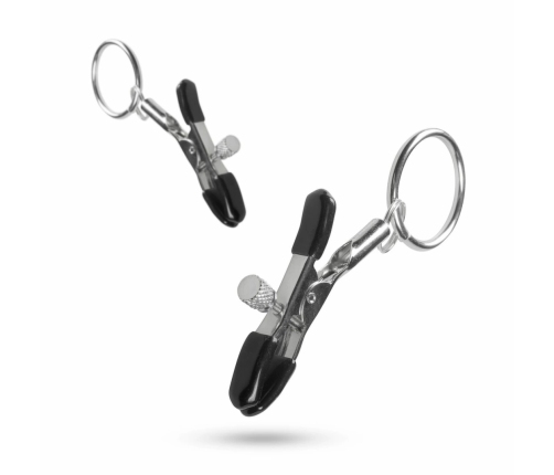 EasyToys Metal Nipple Clamps Adjustable Pressure with Rings