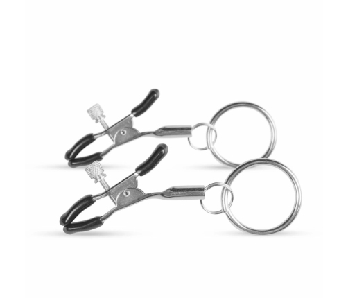 EasyToys Metal Nipple Clamps Adjustable Pressure with Rings