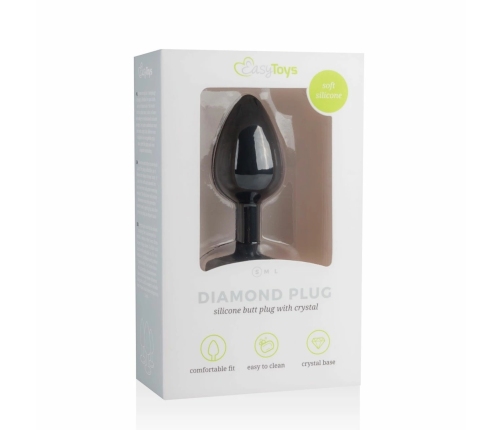 EasyToys Diamond Silicone Plug Small Black - Elegant Jewel Base Accessory