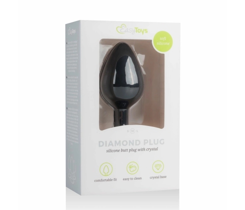 EasyToys Diamond Plug Medium Black - Silicone Intimate Accessory with Crystal Base
