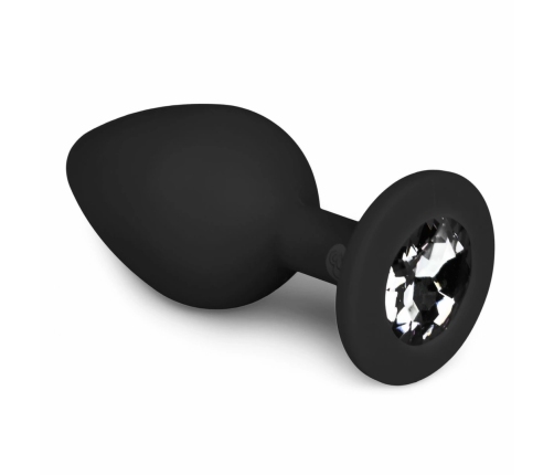 EasyToys Diamond Plug Medium Black - Silicone Intimate Accessory with Crystal Base