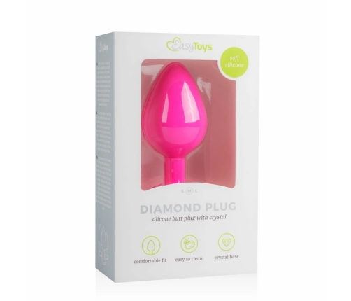 EasyToys Diamond Plug Medium Pink - Silicone Intimate Accessory with Gemstone Base