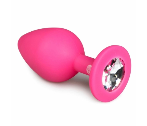 EasyToys Diamond Plug Medium Pink - Silicone Intimate Accessory with Gemstone Base