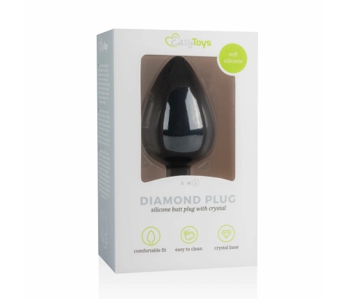 EasyToys Diamond Plug Large Black - Silicone Intimate Jewel Plug