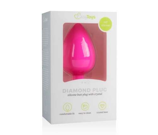 EasyToys Silicone Intimate Plug Large Pink with Decorative Gemstone