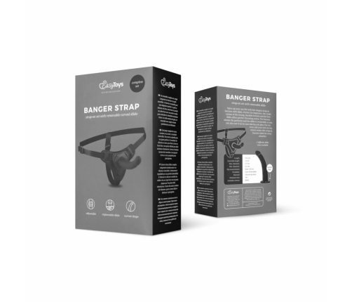EasyToys Silicone Strap-On System Adjustable Harness & Smooth Rod Black