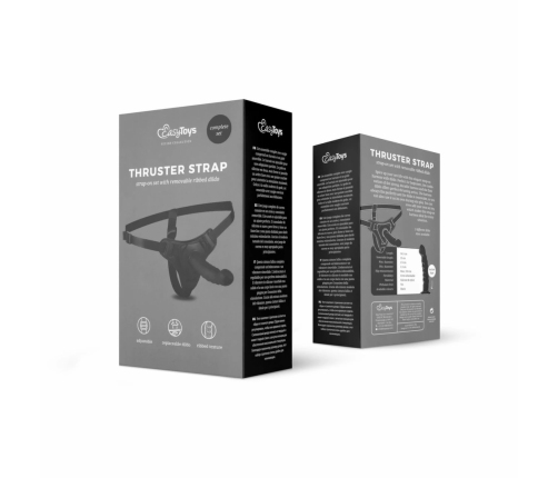 EasyToys Silicone Strap-On System - Adjustable Harness & Curved Model, Black