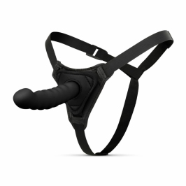 EasyToys Silicone Strap-On System - Adjustable Harness & Curved Model, Black