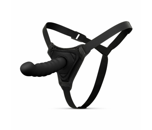 EasyToys Silicone Strap-On System - Adjustable Harness & Curved Model, Black