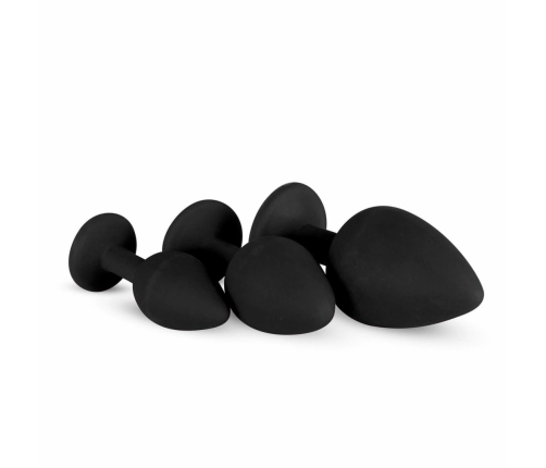 EasyToys Silicone Anal Trainer Set with Decorative Gem Black 3 pcs