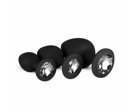 EasyToys Silicone Anal Trainer Set with Decorative Gem Black 3 pcs