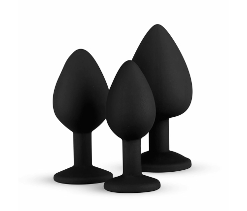 EasyToys Silicone Anal Trainer Set with Decorative Gem Black 3 pcs