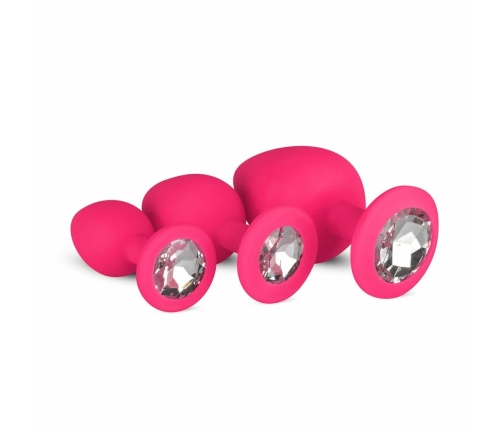 EasyToys Silicone Jewel Plug Set Pink - 3 Sizes, Decorative Base