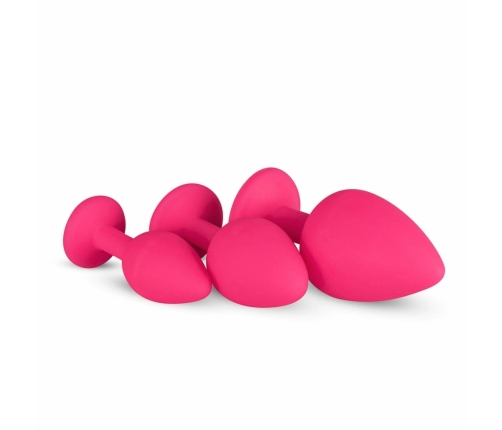 EasyToys Silicone Jewel Plug Set Pink - 3 Sizes, Decorative Base