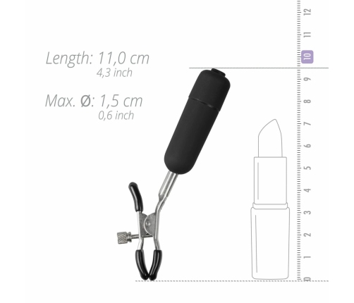 EasyToys Vibrating Adjustable Nipple Clamps with 10-Mode Bullets, Black