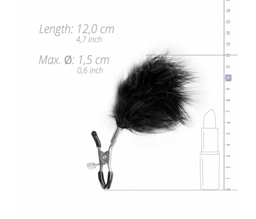EasyToys Adjustable Nipple Clamps with Soft Feathers - Silver/Black