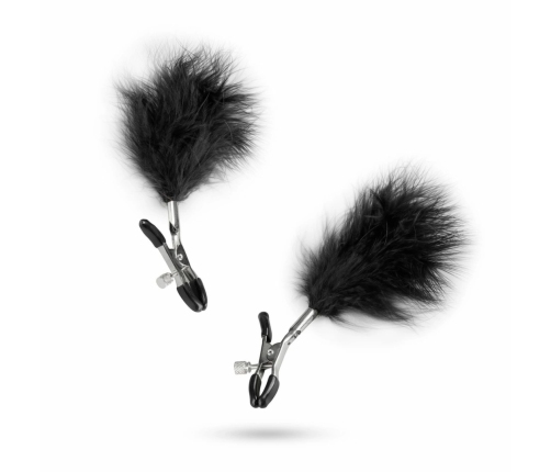 EasyToys Adjustable Nipple Clamps with Soft Feathers - Silver/Black