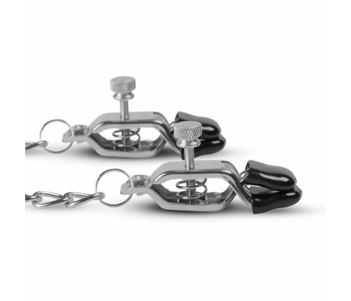 EasyToys Adjustable Nipple Clamps with Wide Tips and Metal Chain