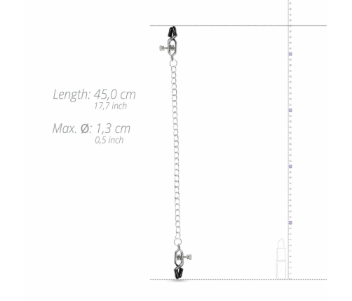 EasyToys Adjustable Nipple Clamps with Wide Tips and Metal Chain