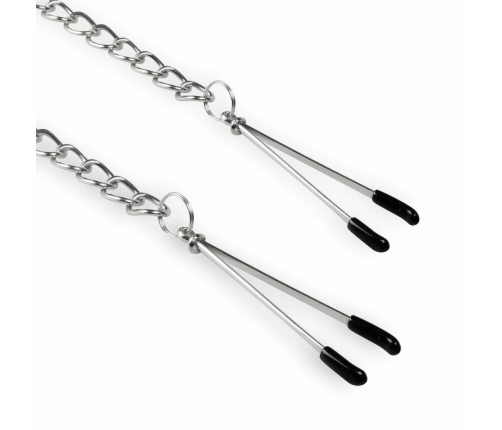 EasyToys Adjustable Tweezer Nipple Clamps with Metal Chain - Black