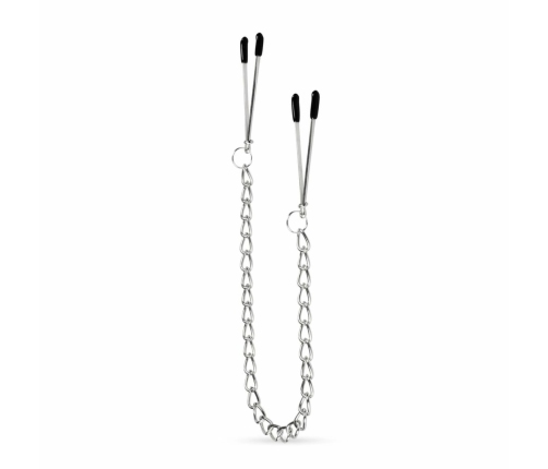 EasyToys Adjustable Tweezer Nipple Clamps with Metal Chain - Black