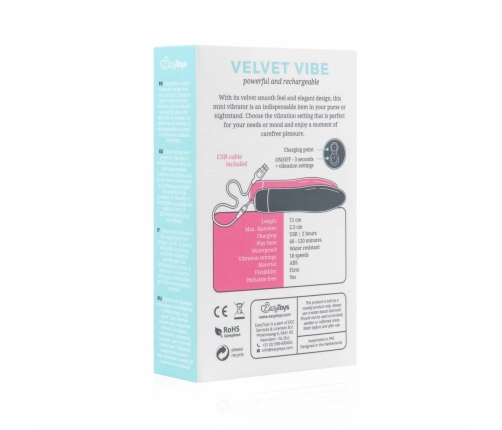 Velvet Vibe Black - Compact Intimate Stimulation Device, 10 Modes