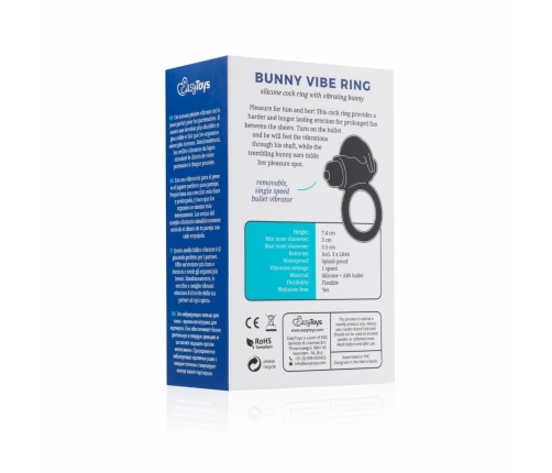Sway Bunny Vibrating Intimacy Ring with Removable Bullet - Black