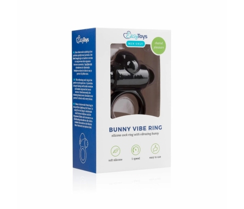 Sway Bunny Vibrating Intimacy Ring with Removable Bullet - Black