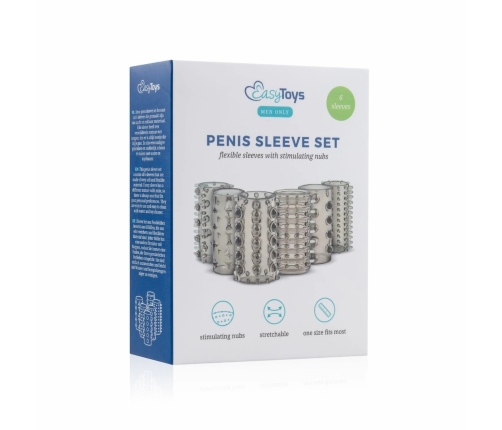 Sinner Gear Set of 6 Textured Silicone Extension Sleeves Transparent