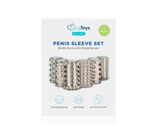 Sinner Gear Set of 6 Textured Silicone Extension Sleeves Transparent