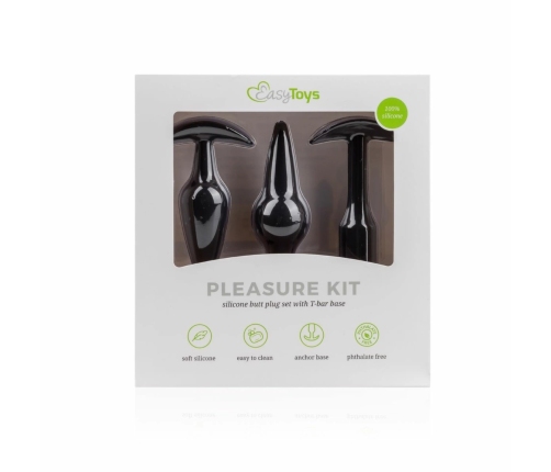EasyToys Anal Plug Set Silicone - Progressive Size Kit, Black